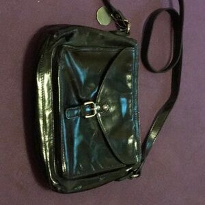 Beautiful black leather purse. Cross body or long strap